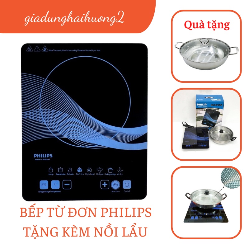 Bếp điện từ đơn cảm ứng Philips PL-01 TẶNG KÈM NỒI mặt kính cường lực công suất 2000W