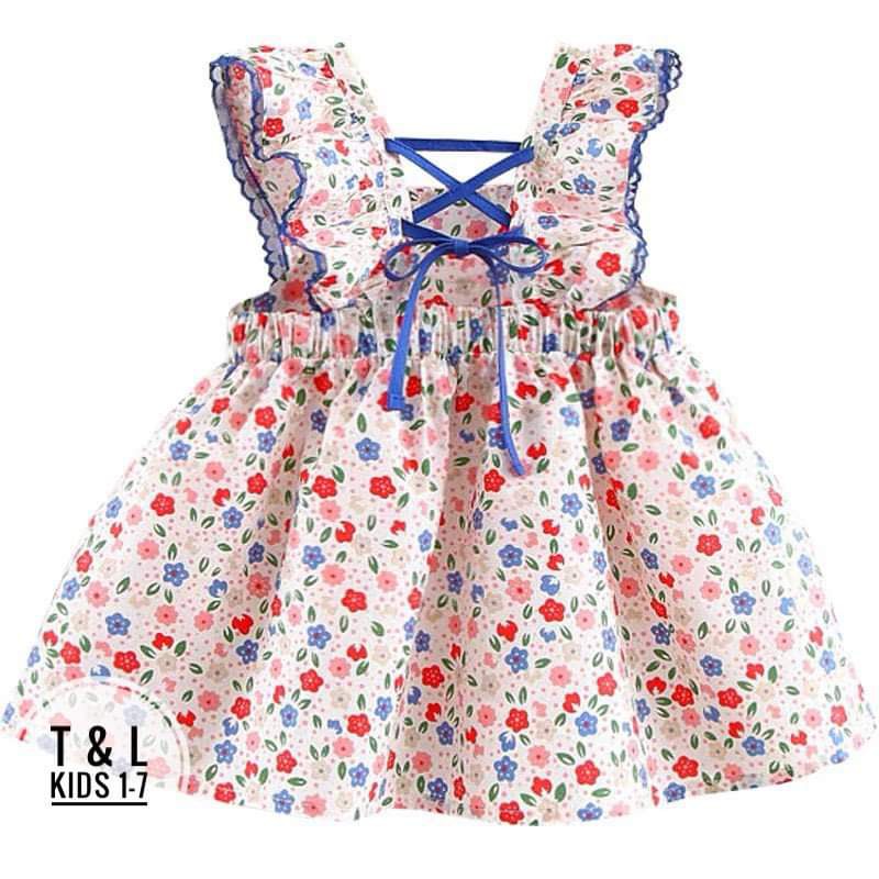 Váy họa tiết chấm bông siêu dễ thương chất liệu cotton 100% cho bé gái