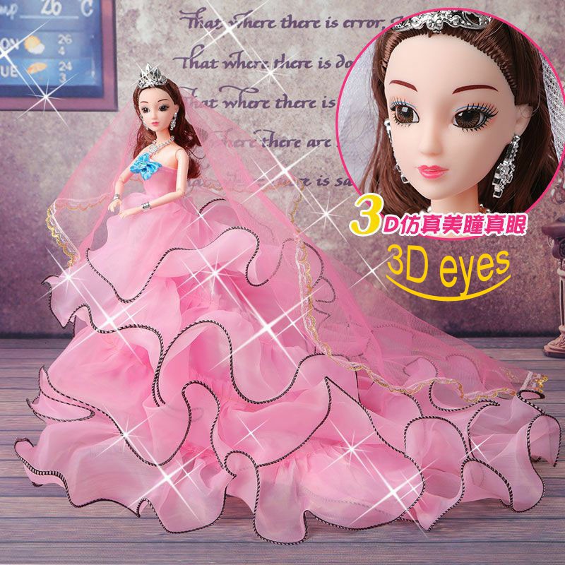 Búp bê công chúa barbie cử động chân tay/May váy cưới lớn Quà tặng sinh nhật Barbie/Cô dâu búp bê barbie