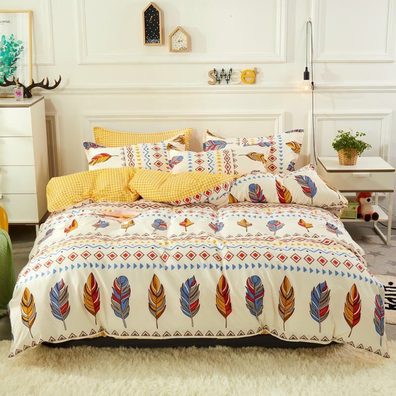 Bộ Chăn Ga Gối Cotton Poly Lông Gà Vàng