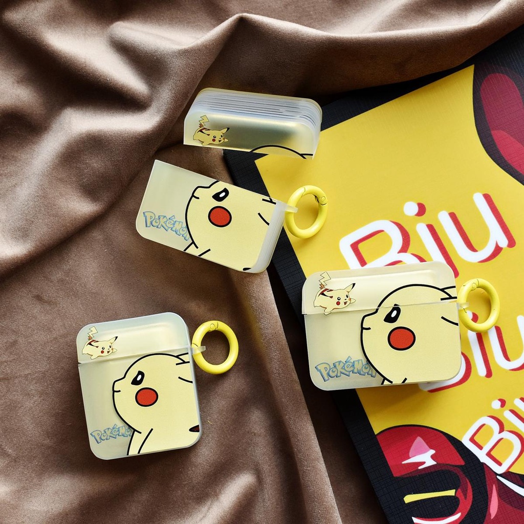 Vỏ Bảo Vệ Hộp Sạc Tai Nghe Airpods 1 2 Pro 3 2021 gen3 Bằng TPU PC Mềm Trong Suốt Chống Rơi In Hình Pikachu Dễ Thương