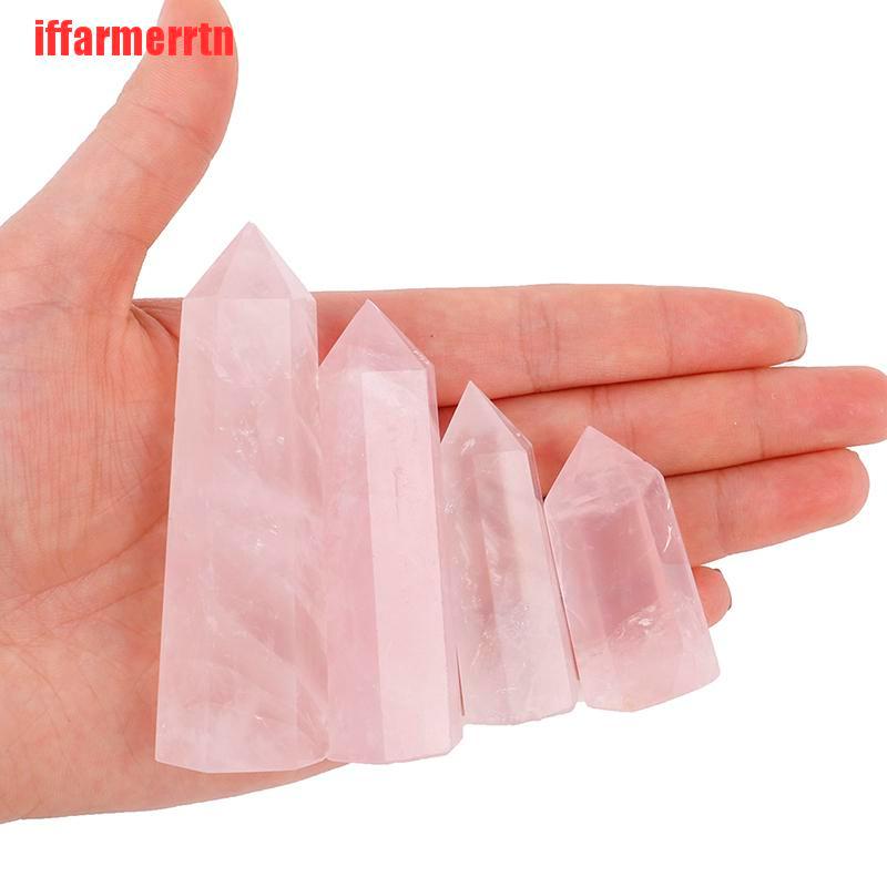 {iffarmerrtn}Natural Rock Rose Quartz Crystal Point Healing Stone Pure Color Obelisk Wand NZM