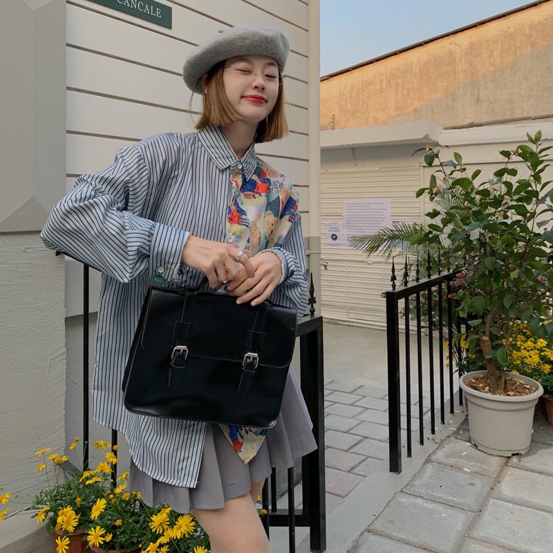 Áo Sơ Mi Nữ Dài Tay Cổ Bẻ Sọc Dọc Thời Trang Hàn