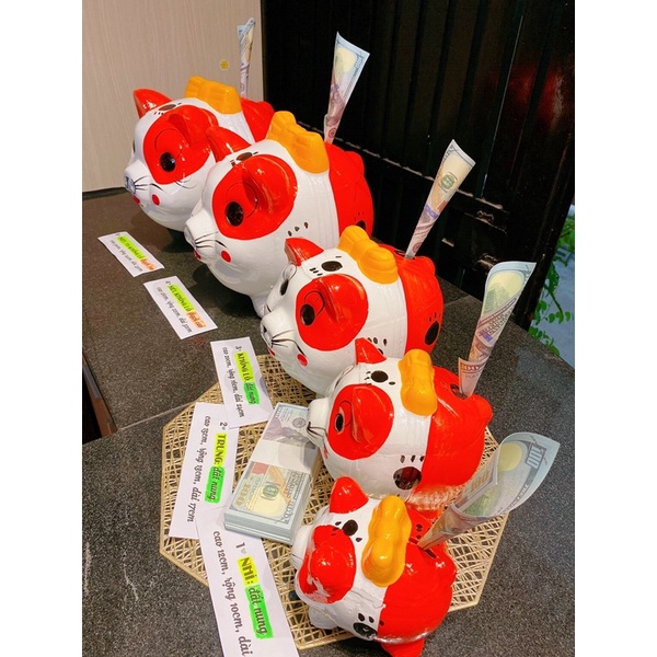 [CHỈ GIAO HCM] Heo Đất Nơ vẽ hình, chất liệu thạch cao, size siêu to khổng lồ, nước sơn bóng mịn, hình vẽ tay sắc nét