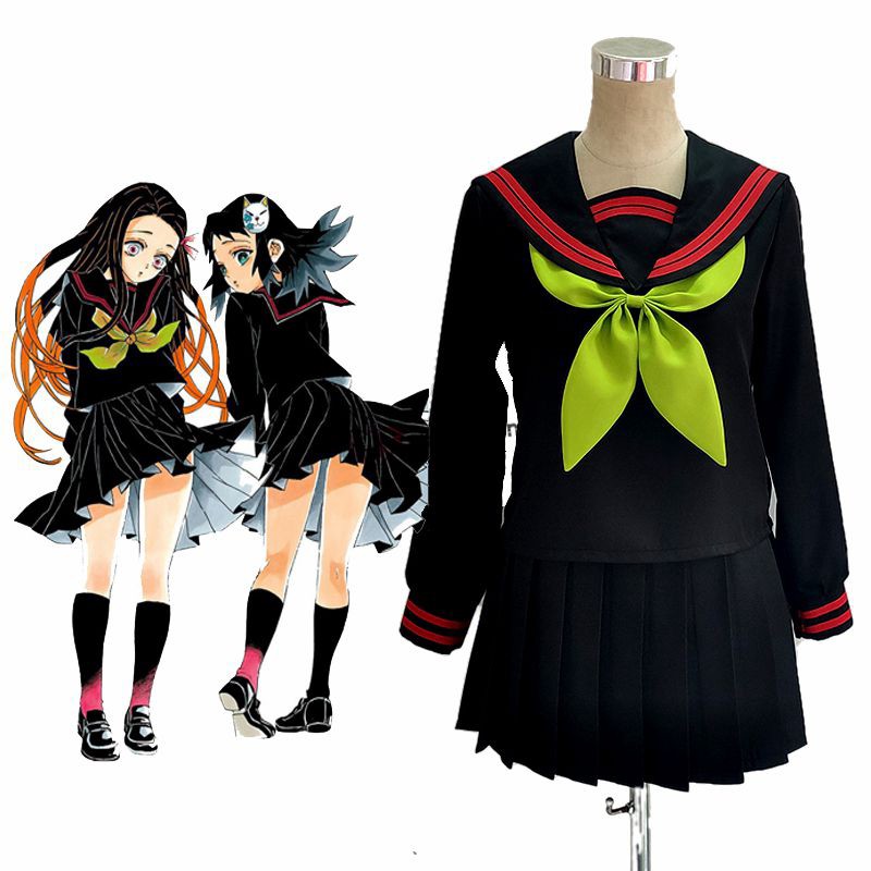 Anime Demon Slayer Kamado Nezuko Uniform Suit Cosplay Sailor Suit Costume Femal