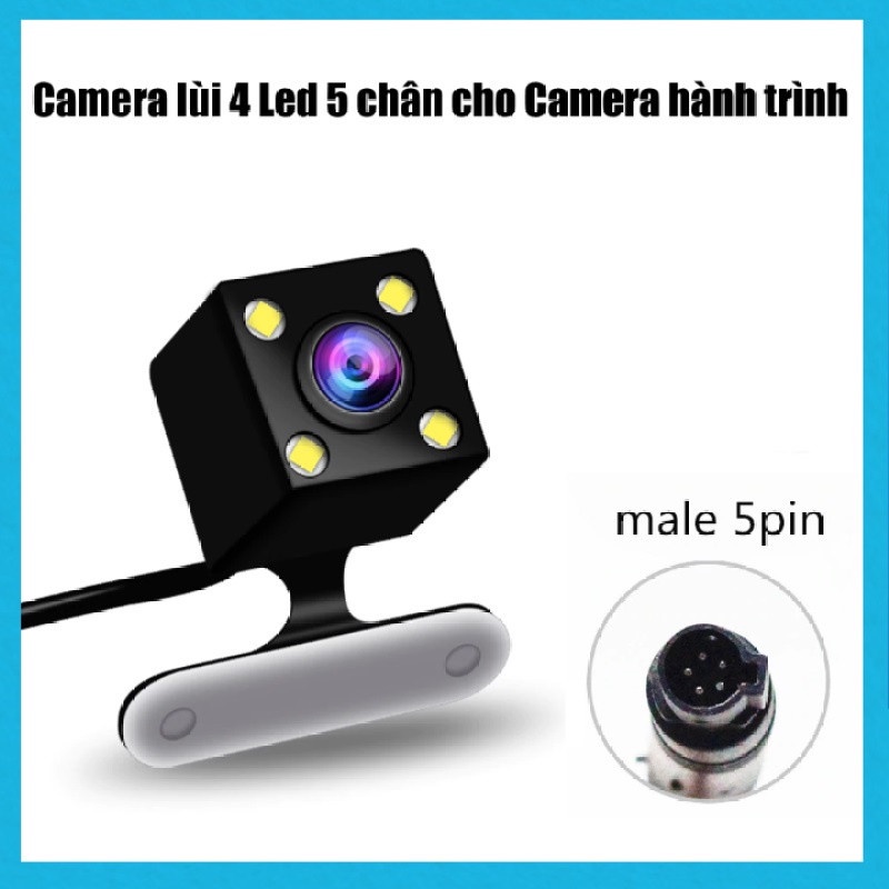 [ MUA NHIỀU GIÁ SỈ ] Camera lùi lắp cho camera hành trình, jack 2.5mm , 5 chân loại 4 led , dây tín hiệu dài 5,5m