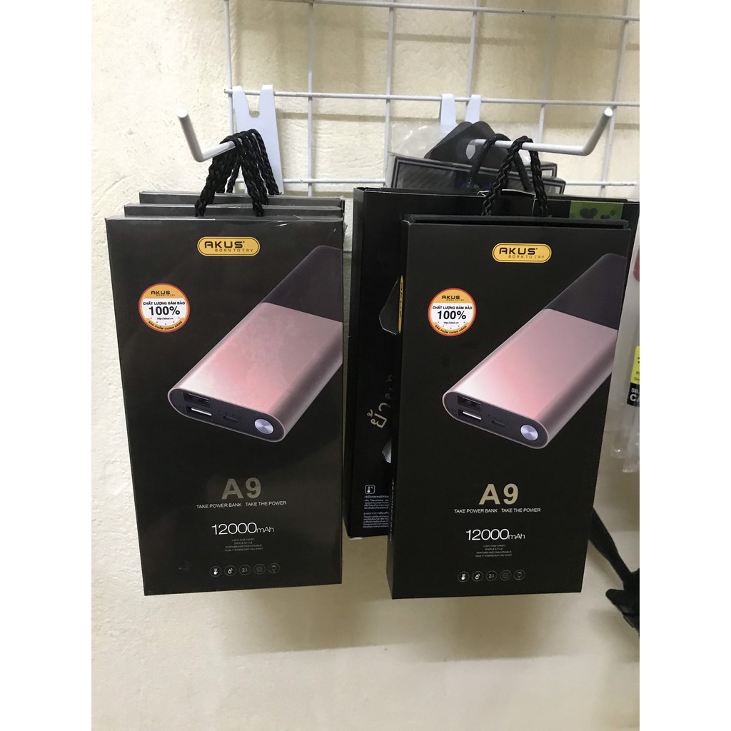 [Mã 154ELSALE2 giảm 7% đơn 300K] SẠC DỰ PHÒNG AKUS - A9 12000mAh CHÍNH HÃNG BẢO HÀNH 12 THÁNG.