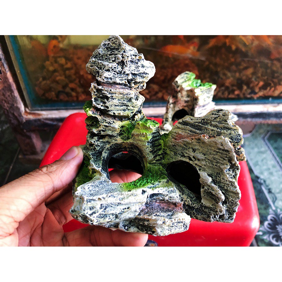 CẢNH NÚI HANG TRANG TRÍ HỒ CÁ NON BỘ CAO 10CM