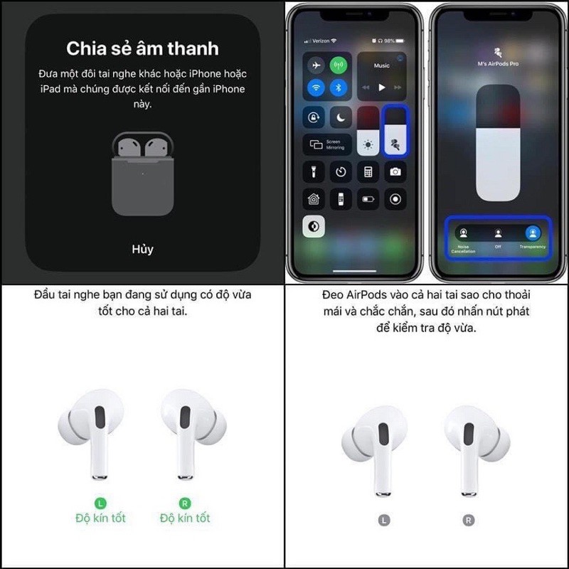 Airpod pro - Tai nghe không dây bluetooth, Định vị đổi tên ,cảm biến chạm....