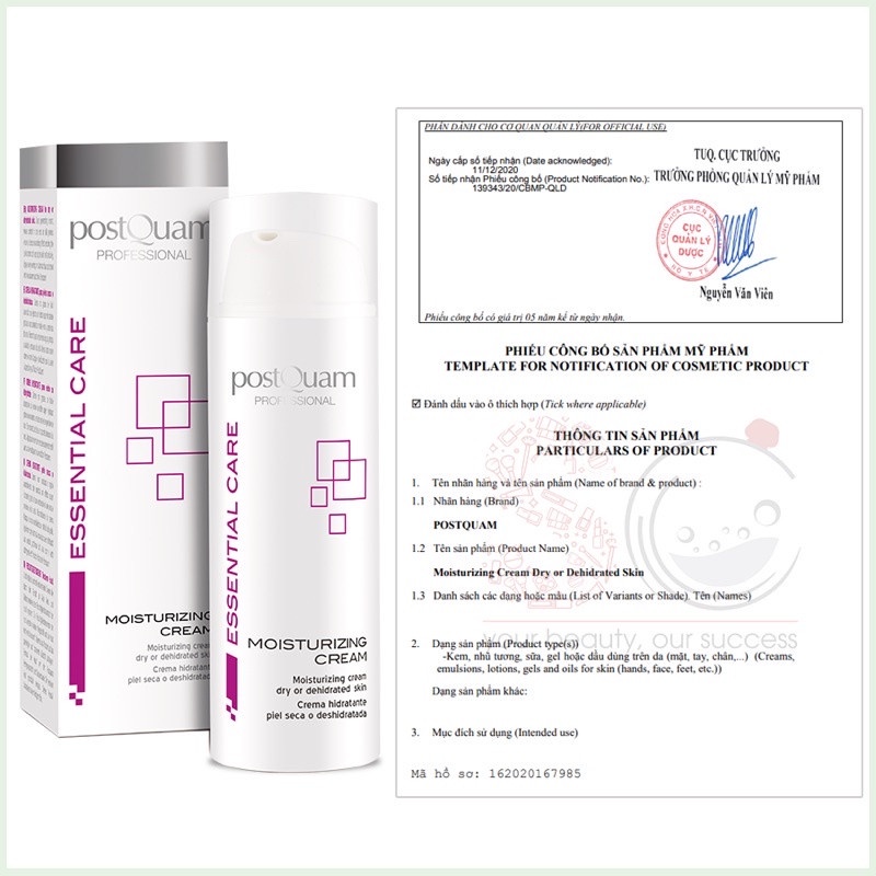 Kem Dưỡng Ẩm Dành Cho Da Khô Và Mất Nước Postquam Moisturizing Cream Dry or Dehidrated Skin 50ml