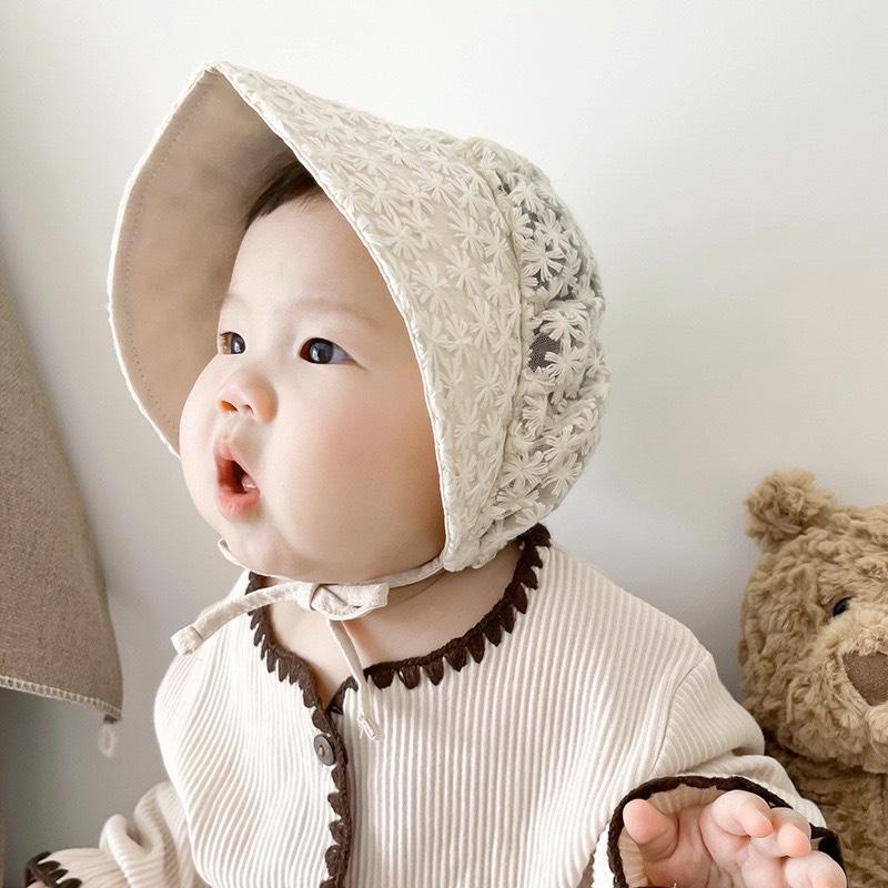 Mũ bèo tiểu thư SODA KIDS vải ren hoa, vành mềm che nắng phong cách Hàn Quốc 3 màu