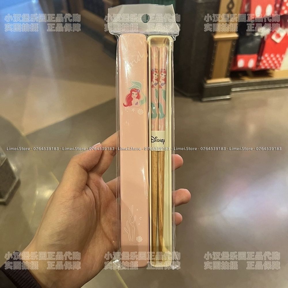 Set đũa gỗ kèm hộp hình Frozen Ariel cho trẻ em bé trai gái Disney