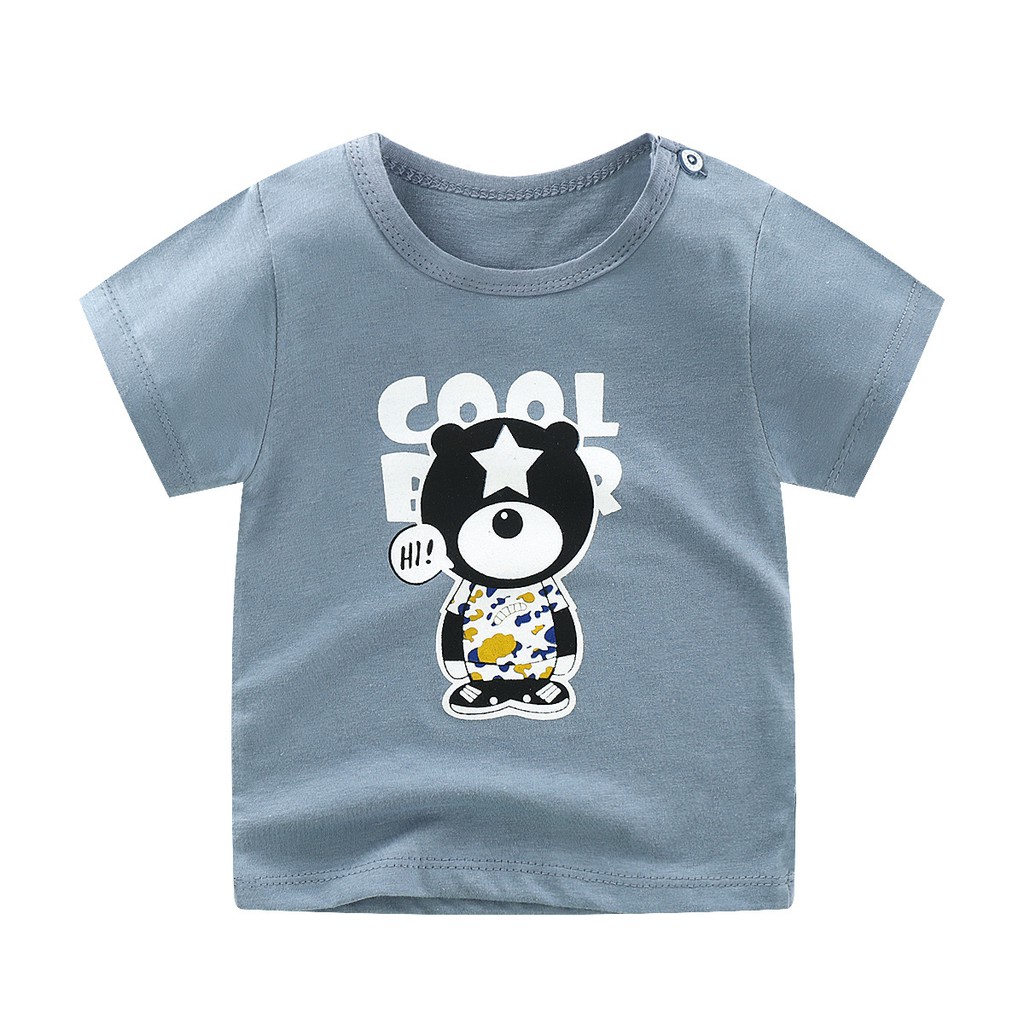 Áo phông trẻ em cộc tay đẹp chất cotton mát mịn cho bé 6 tháng -4 tuổi in họa tiết động vật dễ thương
