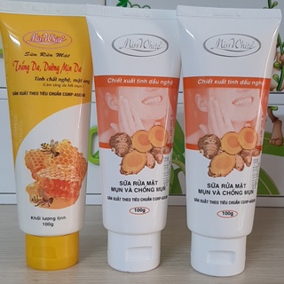 COMBO 2 SỬA RỬA MẶT MỤN, TRẮNG DA DƯỠNG MỊN DA Miss White 100g CTY TiGon