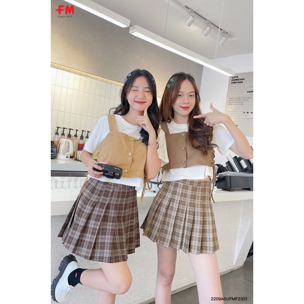 Set áo crotop rút dây 2 bên thời trang | Set áo gile croptop trẻ trung năng động | Fm Store 210923001