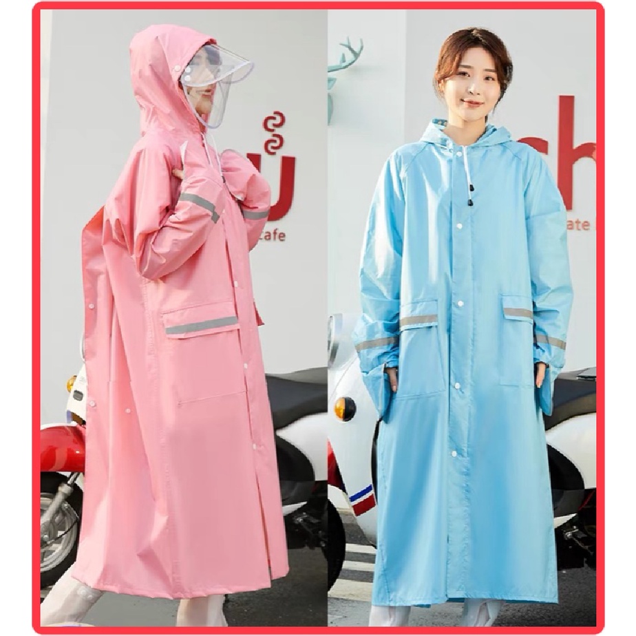 Áo mưa MĂNG TÔ có phản quang, có kính che mặt chất dày dặn, đi mưa không lo bị nước bắn vào mặ