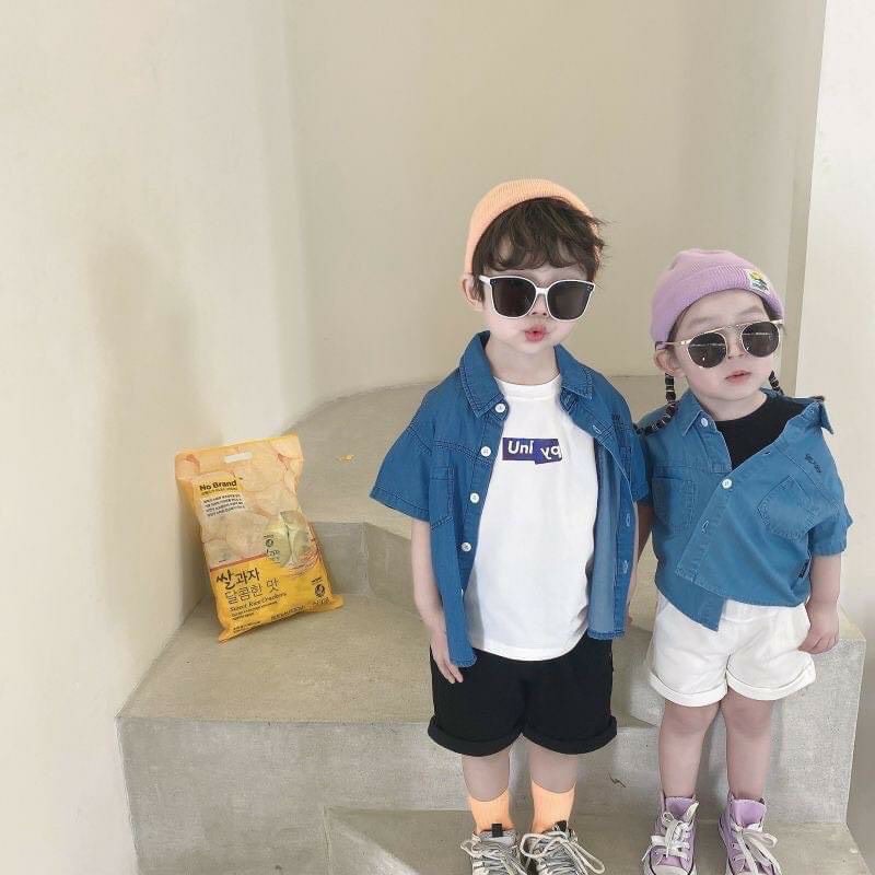 Áo somj jean ngắn tay hình thỏ cho bé