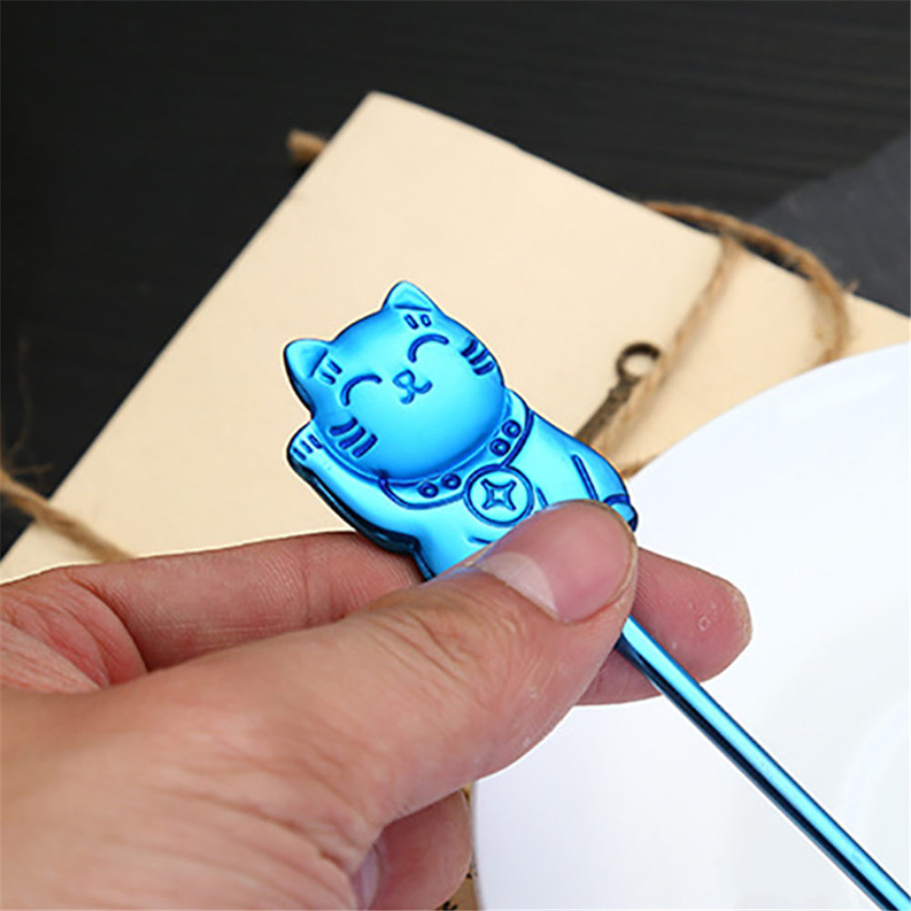 Muỗng Cà Phê Bằng Thép Không Gỉ 14cm Hình Mèo Dễ Thương 304