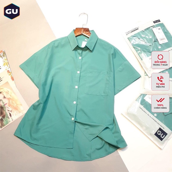 Áo Sơ Mi Nữ Ngắn Tay GU Túi Zip | BigBuy360 - bigbuy360.vn