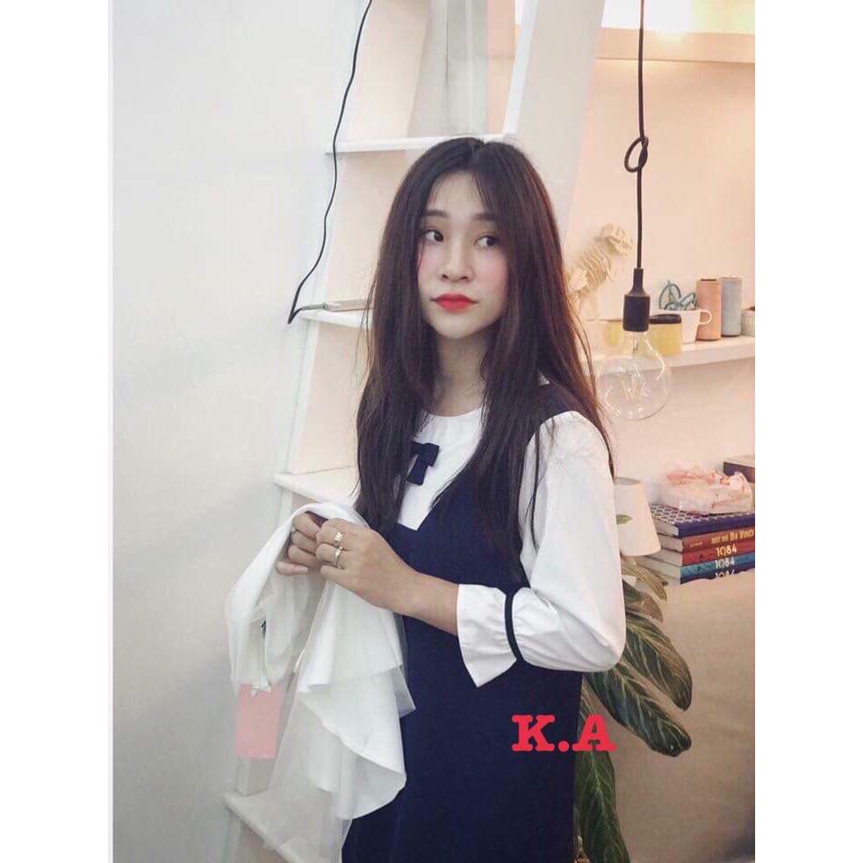 Váy phối sơ mi nơ cổ dễ thương KAN2412 | BigBuy360 - bigbuy360.vn