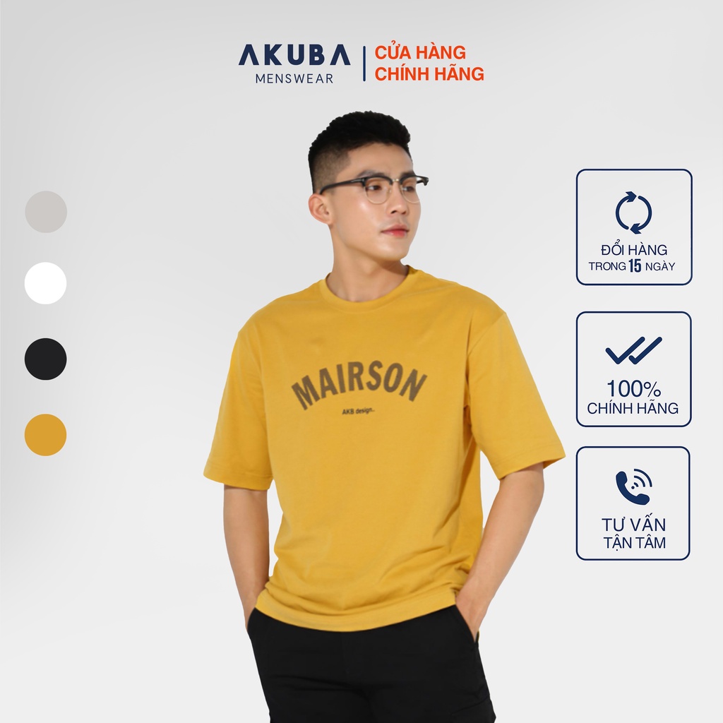 Áo thun nam in chữ tay ngắn Oversize AKUBA | 01J658 | BigBuy360 - bigbuy360.vn