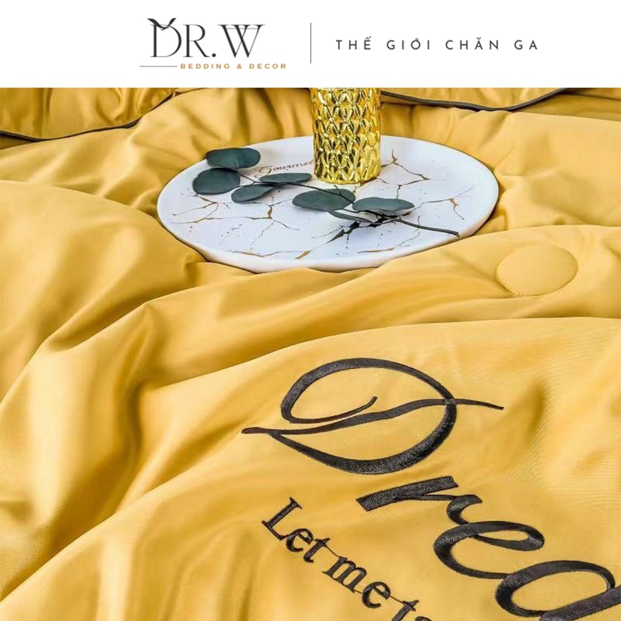 Bộ chăn ga gối nệm đệm 4 món cotton lụa drap bo chun Dream City DR.W phong cách châu âu cao cấp - Thế Giới Chăn Ga