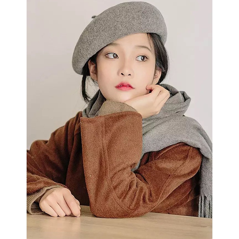 Mũ Nồi Len Màu Trơn Thời Trang Thanh Lịch Cho Nữ