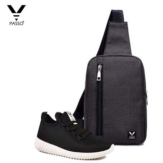 [ Freeship 99k Toàn Quốc ] Combo Giày Thể Thao Nữ PASSO GSP034 (Đen) Và Túi Đeo Chéo LAZA TX361 (Đen)