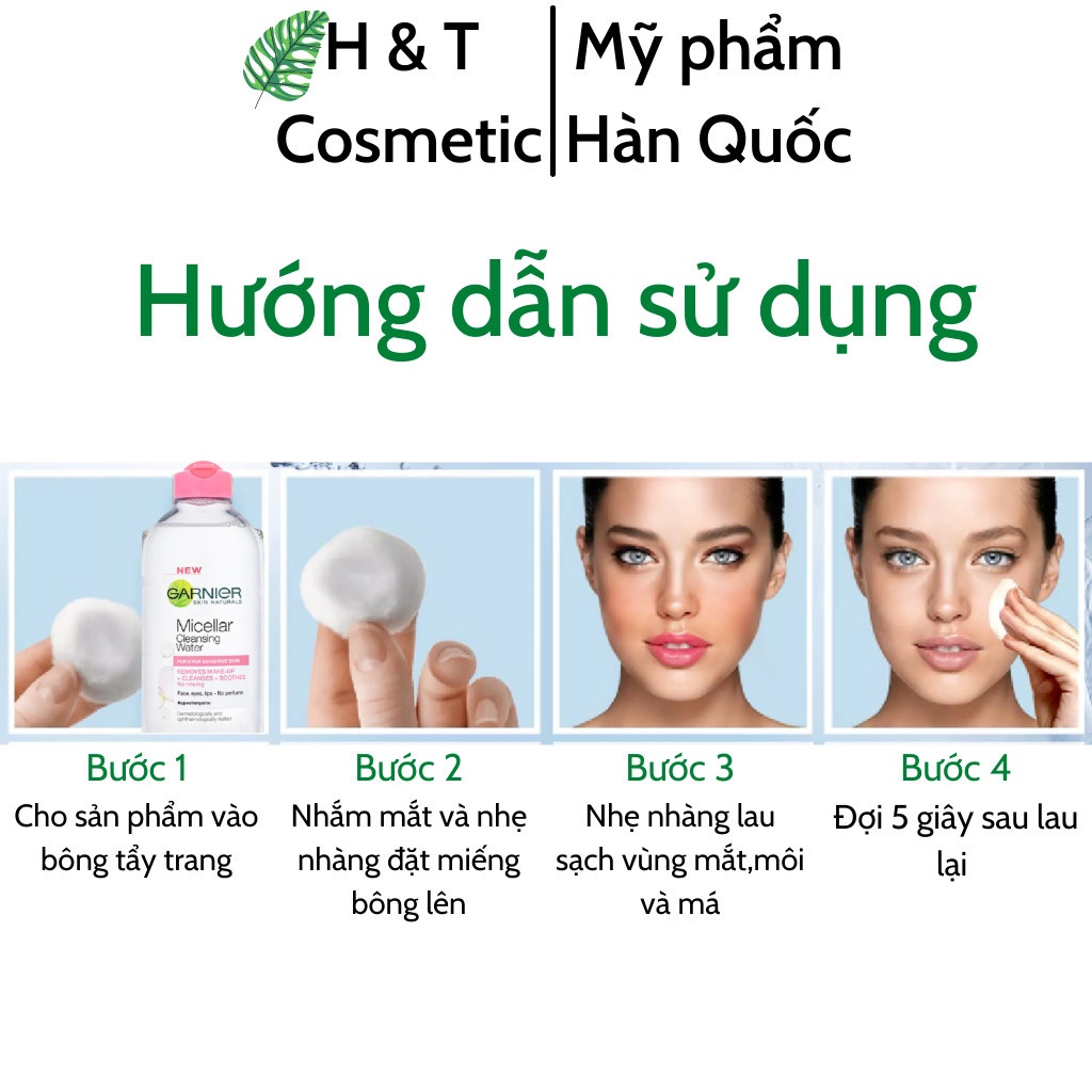 Nước tẩy trang GARNIER cho da dầu da nhạy cảm làm sạch sâu giúp da mềm mịn 400ml