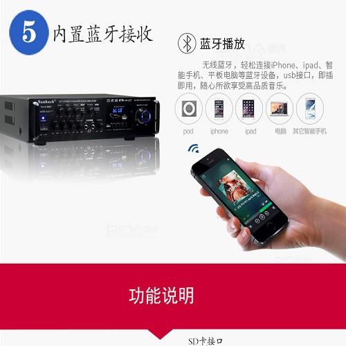 Amply karaoke bluetooth sunbuck tav 6188bt hàng cực hay