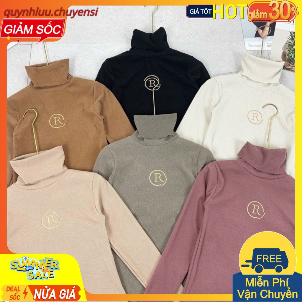 BÁN SỈ ÁO NHUNG TĂM CỔ LỌ THÊU CHỮ R CHO NỮ