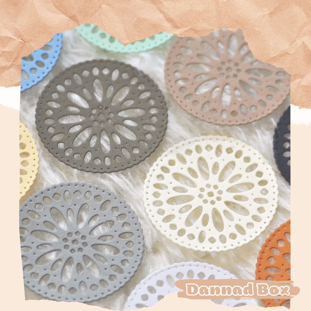 Set 12 Diecut Paper Cutting Tròn Doily Trang Trí Journal Scrapbook DIY