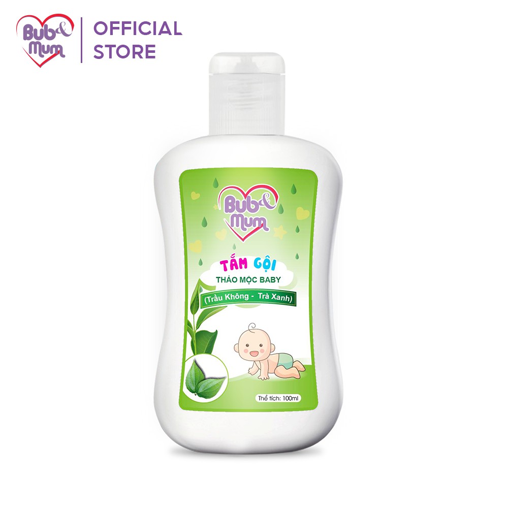 Tắm gội Thảo mộc Baby Chiết Xuất từ Trầu Không và Tinh Dầu Tràm Trà/ Trà Xanh/ Khuynh Diệp 100ml BuB&MuM