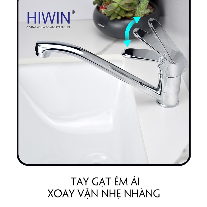 Vòi lavabo, vòi rửa mặt nóng lạnh chất liệu đồng mạ cao cấp mặt gương HIWIN KF-213