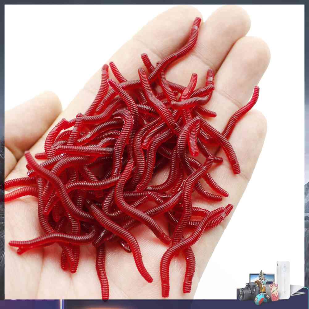 Set 100 / 200 Mồi Giun Giả Mềm 3.5cm Thu Hút Câu Cá Hiệu Quả