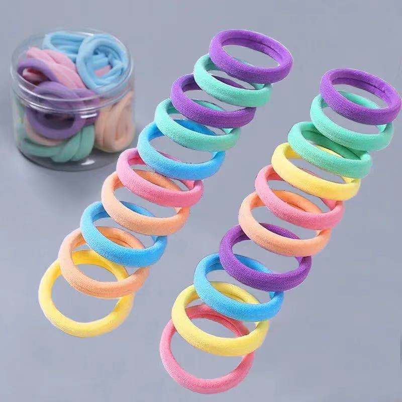 Bộ 50 Dây Thun Buộc Tóc Bằng Cao Su Co Giãn Tốt Màu Sắc Xinh Xắn