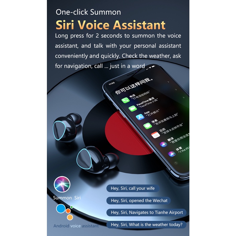 Tai Nghe Không Dây M10 Bluetooth 5.1 Tương Thích Chống Nước 9D Hifi