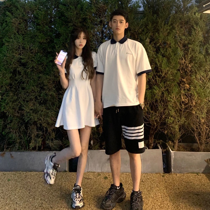 Áo Thun polo Cotton Nguyên Chất Tay Ngắn Phong Cách Preppy Mặc Mùa Hè Đơn Giản Cho Cặp Đôi Nam Nữ XRSZ