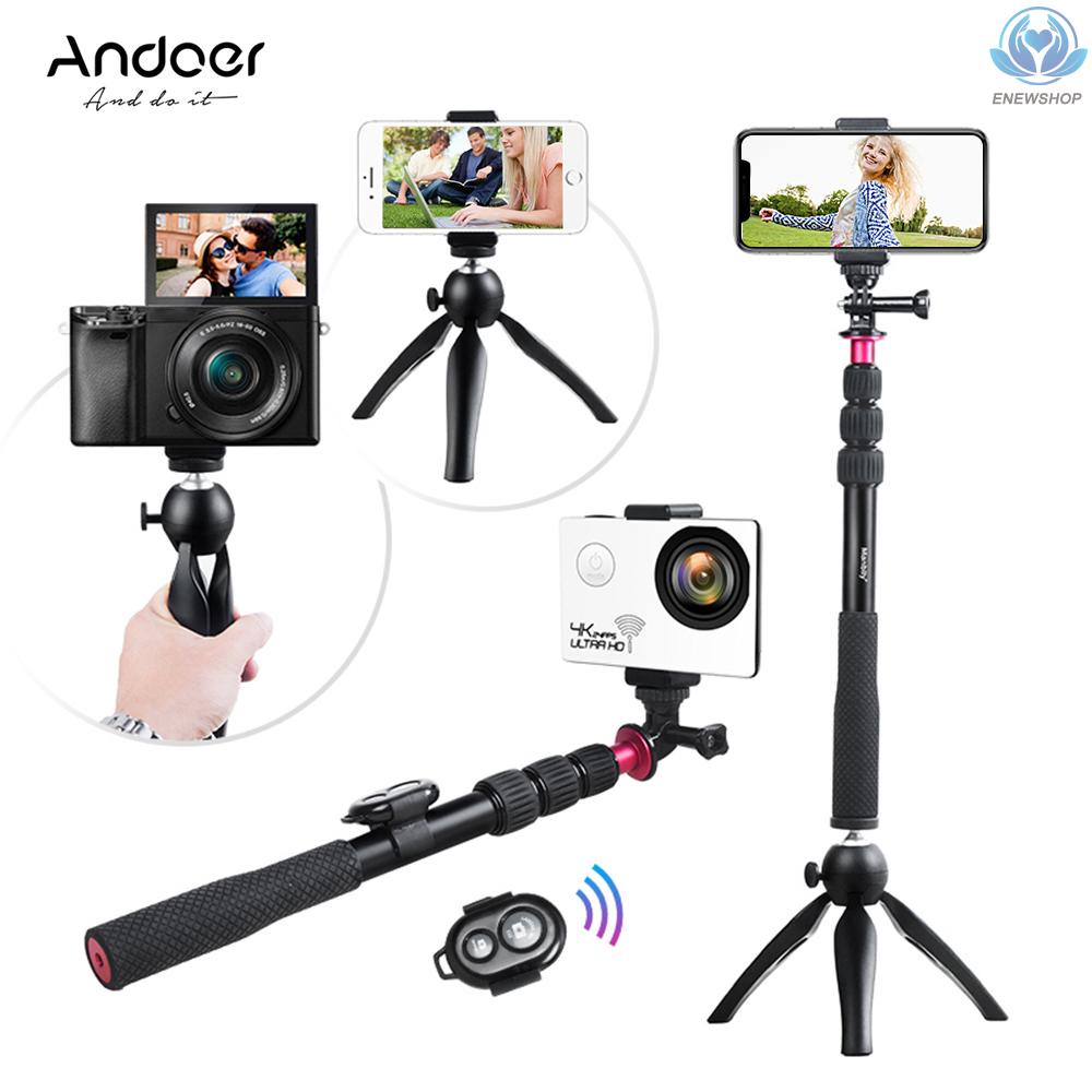 Gậy Chụp Ảnh Andoer + Chân Tripod Mini + Điều Khiển Từ Xa Không Dây Cho Iphone X / 8 / 7 Plus Samsung S8 Gopro Hero 6 / 5 / 4 / 3 + | BigBuy360 - bigbuy360.vn