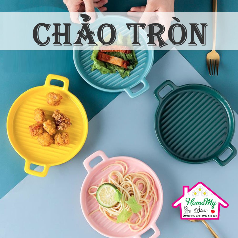 Chảo sứ tròn 🍓7 Màu🍓 Đựng Thức Ăn, Mì Ý, Decor Bàn Ăn Dễ Thương