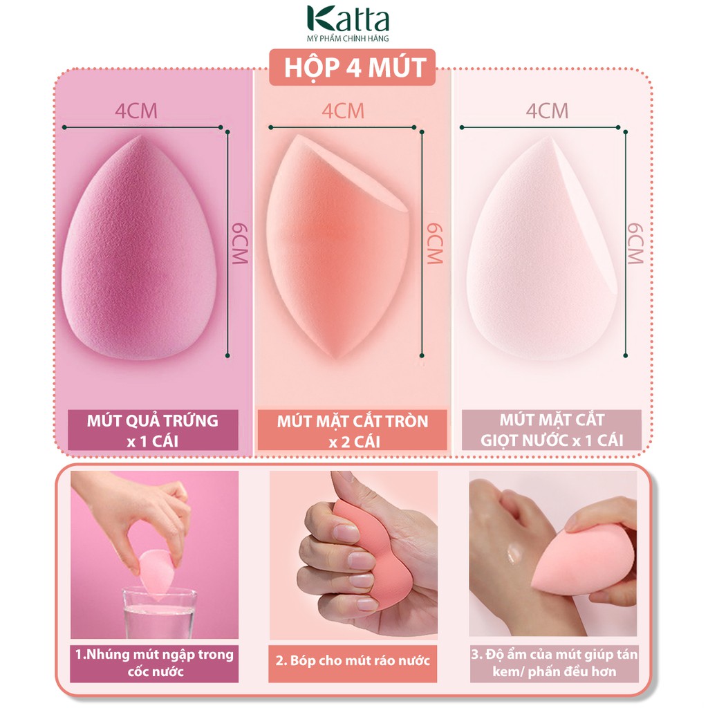 Mút tán kem nền cho da mịn không tì vết và tiết kiệm mỹ phẩm - Katta - KTPK168