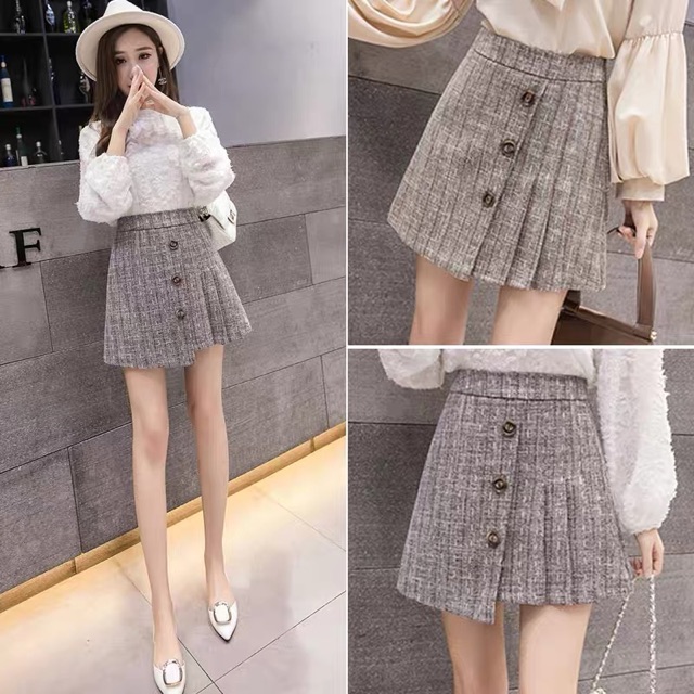 Chân váy xếp ly sọc caro siêu xinh cạp cao [Có Sẵn] | BigBuy360 - bigbuy360.vn