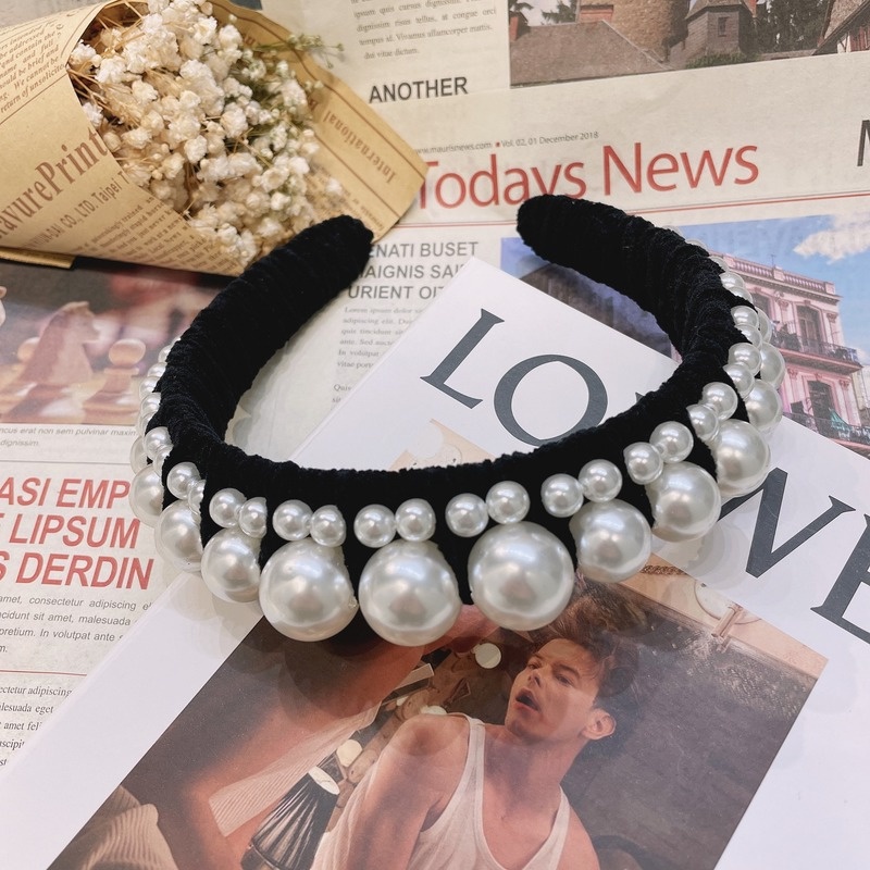 Băng Đô Cài Tóc Hình Vương Miện Đính Ngọc Trai Sang Trọng Cho Nữ