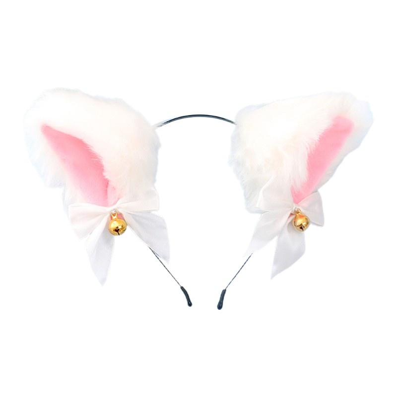 Cài tóc tai mèo bằng lông nhung gắn chuông đính nơ phong cách lolita anime thời trang cho nữ