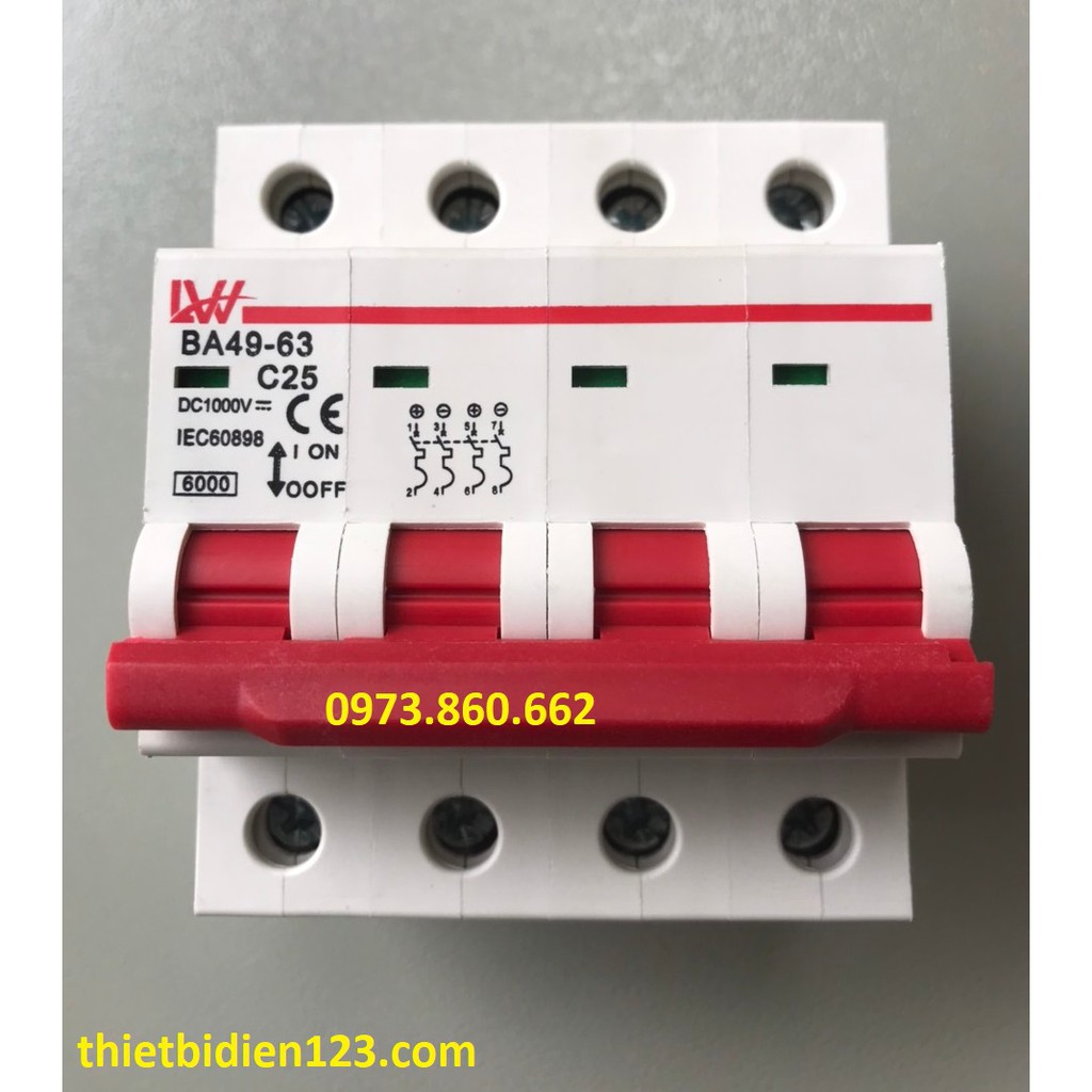 Attomat CB DC 2P 4P 1000V - át DC dùng cho điện năng lượng mặt trời SOLAR -TBĐ