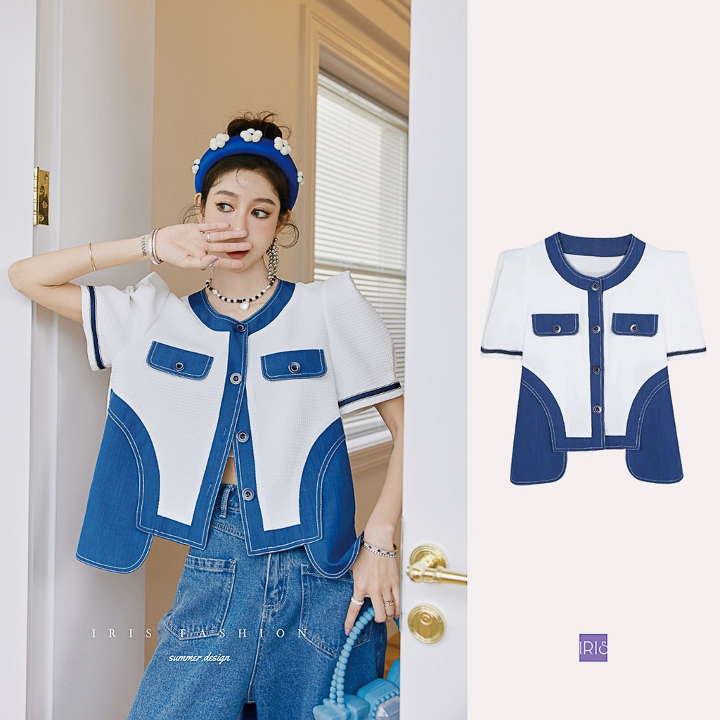 「Hàng sẵn - Original design」Iris Fashion IS223840 Cute me shirt Áo sơ mi nữ thời trang.