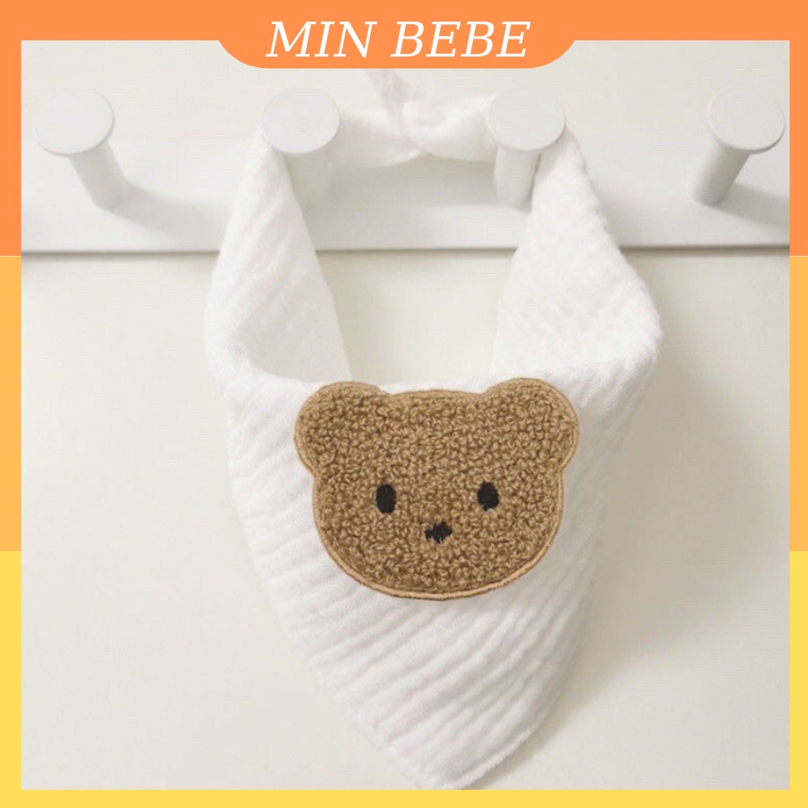 Khăn yếm quàng cổ gấu hàn quốc muslin 4 lớp cho bé trai và bé gái trẻ sơ sinh từ 1 tháng tuổi đến 5 tuổi