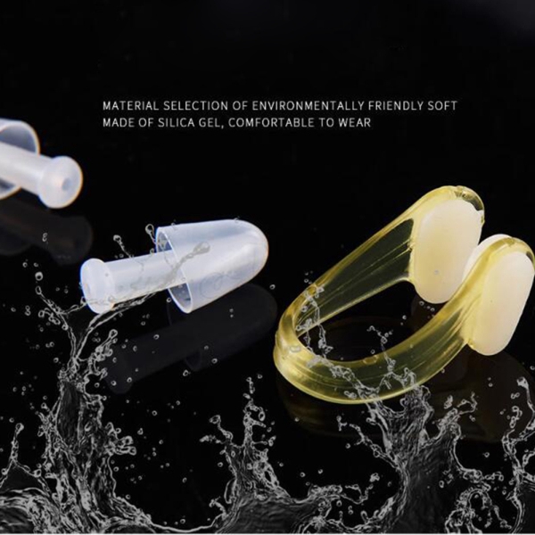 Bộ nút tai + kẹp mũi bằng silicone chống thấm nước dùng khi bơi có hộp đựng cho cả trẻ em và người lớn