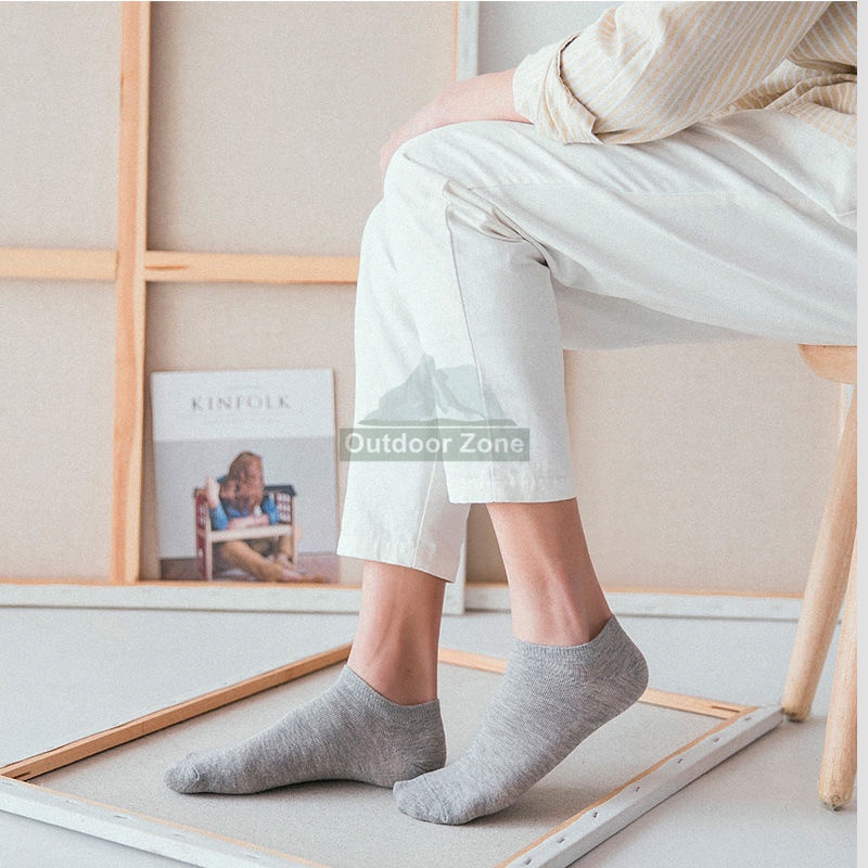 Set 3 Đôi Vớ Ngắn unisex Bằng cotton Trơn Cổ Thấp Tới Mắt Cá Chân