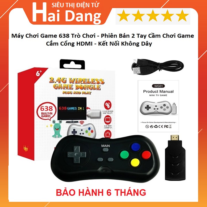 Máy Chơi Game 638 Trò Chơi, Không Dây Tiện Lợi Kết Nối Cổng HDMI - Máy Phiên Bản 2021